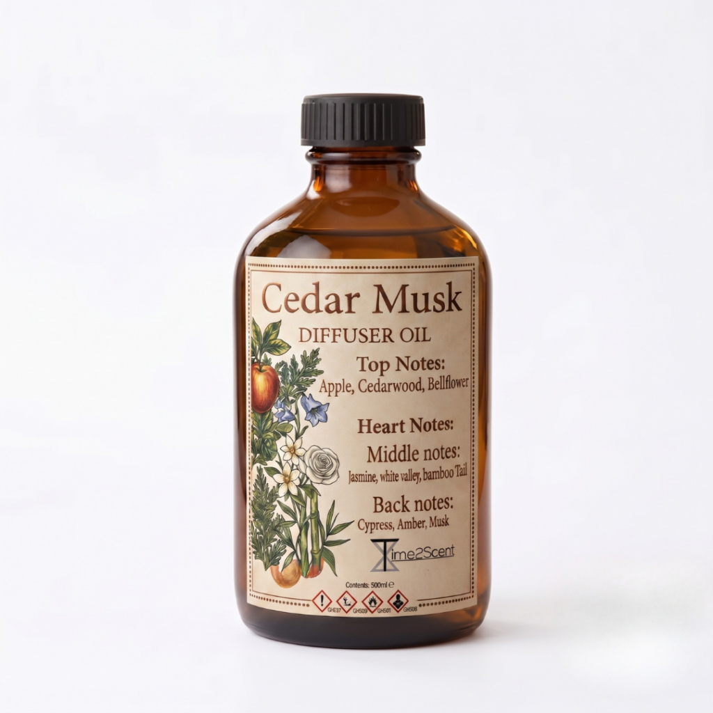 Cedar Musk – Luxe Diffuser Essentiële Olie 500ml - Bestseller voor Hotel, Winkel of Kantoor