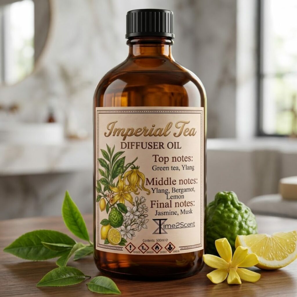 Imperial Tea – Huile Essentielle de Luxe pour Diffuseur 500ml – Frais & Apaisant pour Hôtel, Boutique ou Bureau