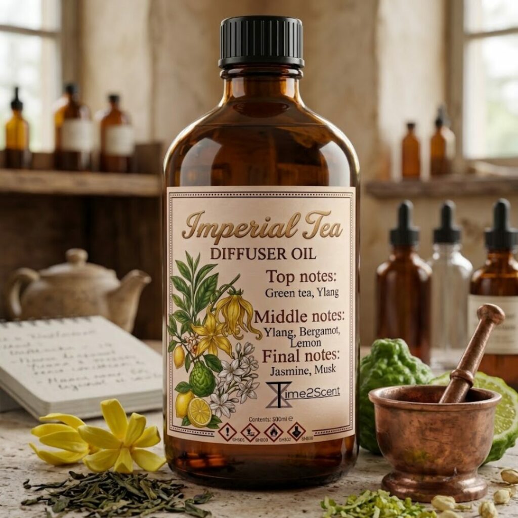 Imperial Tea – Huile Essentielle de Luxe pour Diffuseur 500ml – Frais & Apaisant pour Hôtel, Boutique ou Bureau