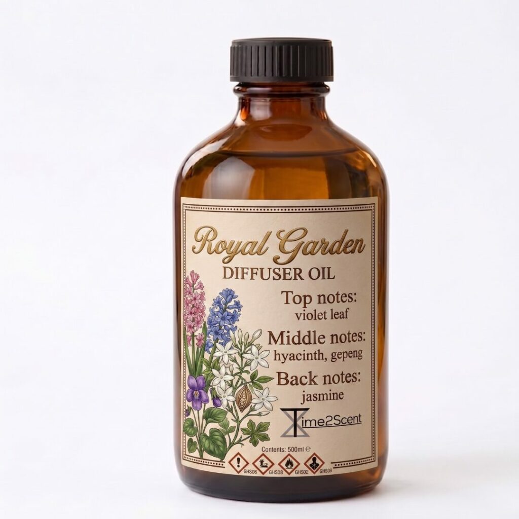 Royal Garden – Luxe Diffuser Essentiële Olie 500ml – Botanisch & Luxueus voor Hotel, Winkel of Kantoor