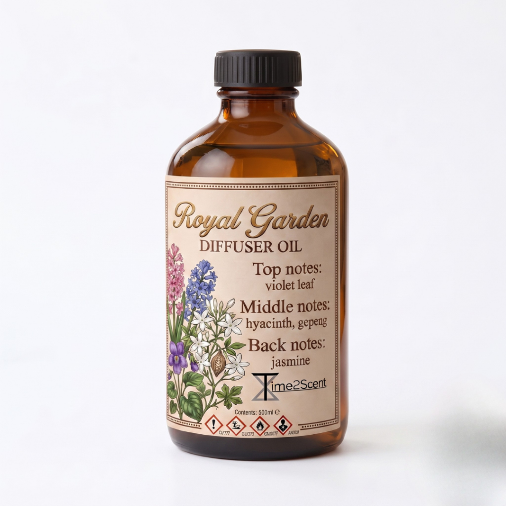 Royal Garden – Luxe Diffuser Essentiële Olie 500ml – Botanisch & Luxueus voor Hotel, Winkel of Kantoor