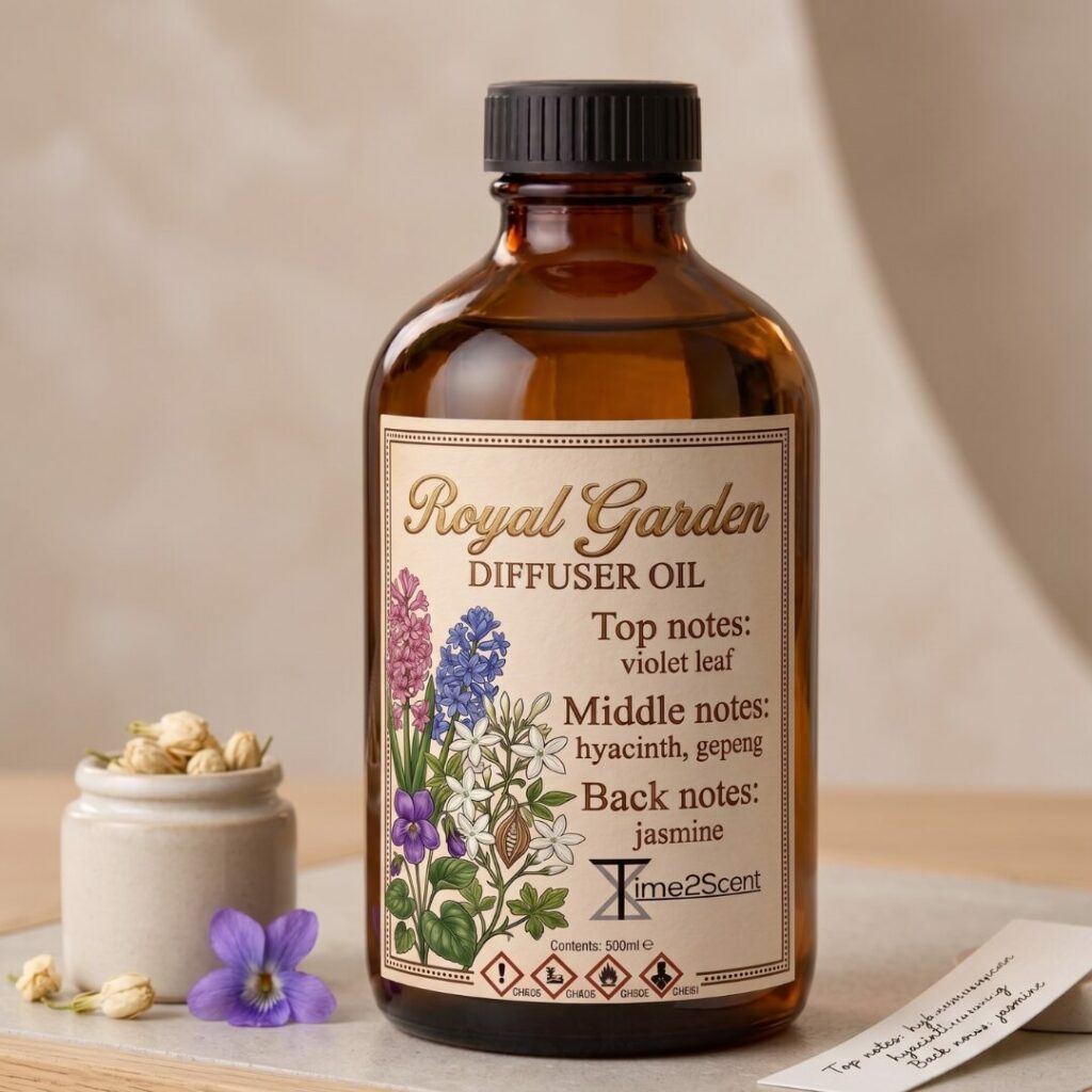 Royal Garden – Huile Essentielle de Luxe pour Diffuseur 500 ml – Botanique & Luxueuse pour Hôtels, Boutiques ou Bureaux