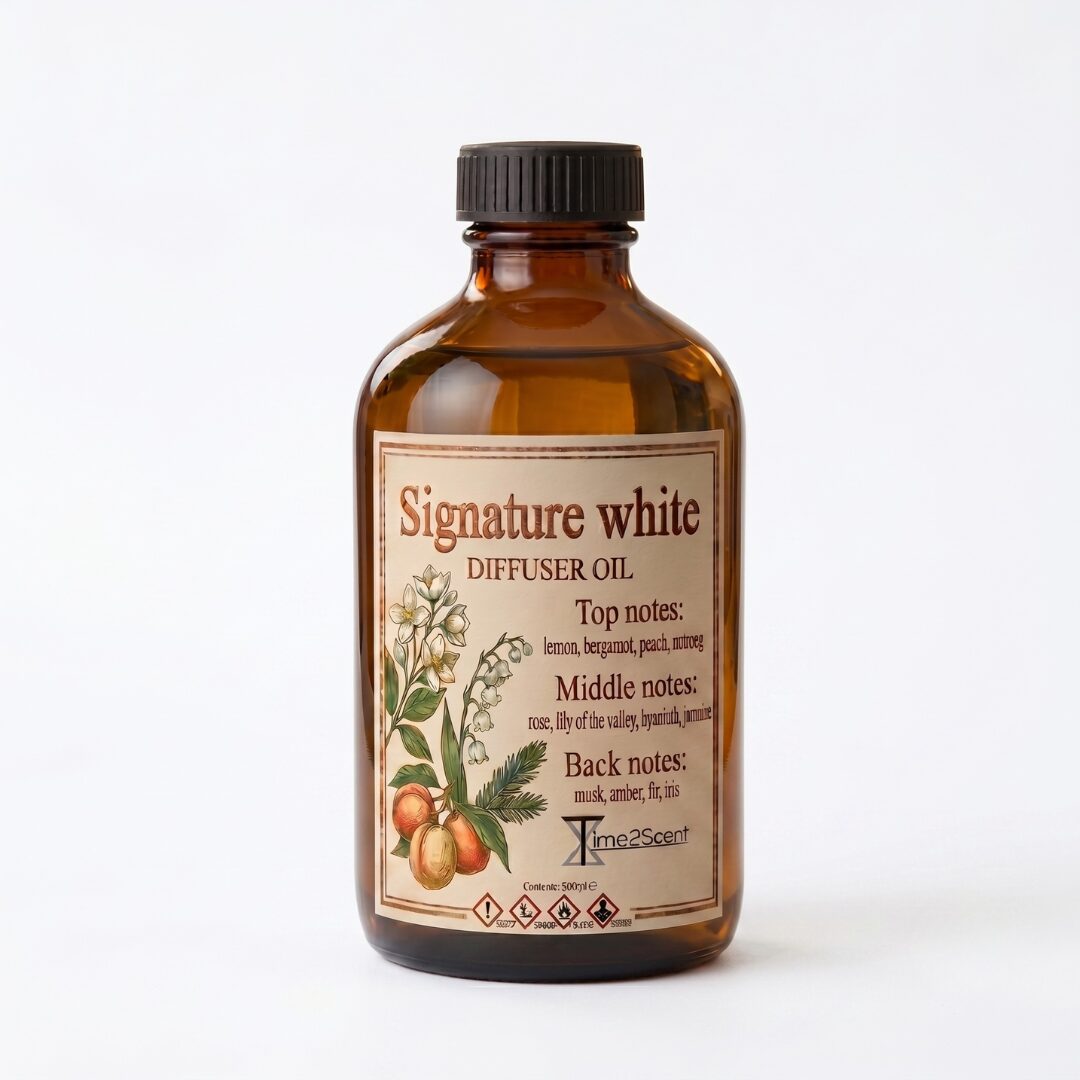 Signature White – Luxe Diffuser Essentiële Olie 500ml – Bloemig & Elegant voor Kantoor, Wachtruimte of Living - Afbeelding 1