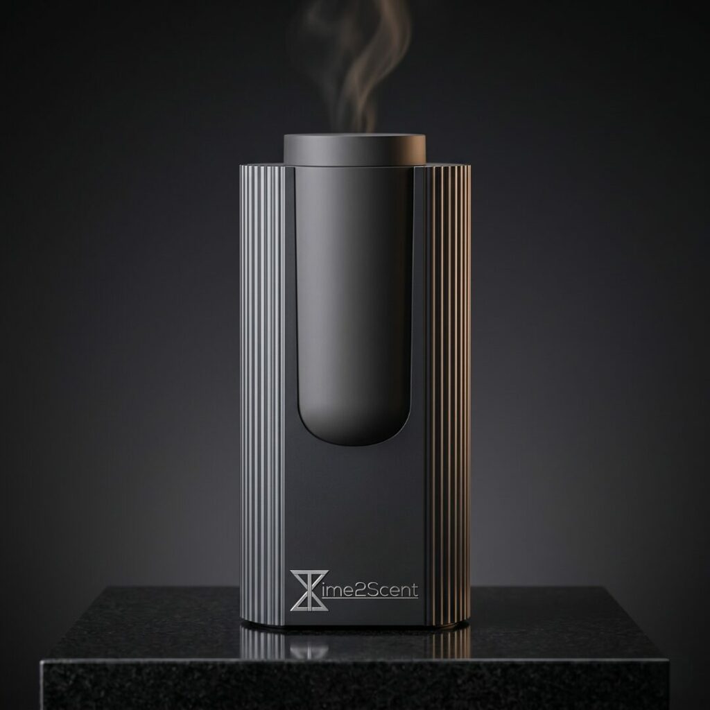 Diffuseur d’arômes intelligent Aura Drive – Huile parfumée incluse pour jusqu’à 1 an – Aluminium – 50 m³