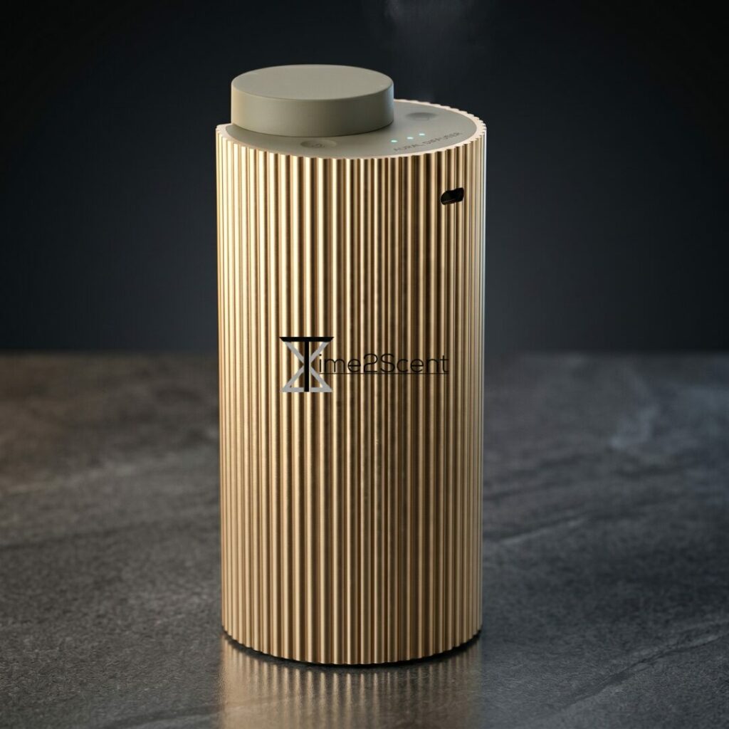 Diffuseur d’arômes intelligent Aura Drive – Huile parfumée incluse pour jusqu’à 1 an – Aluminium – 50 m³