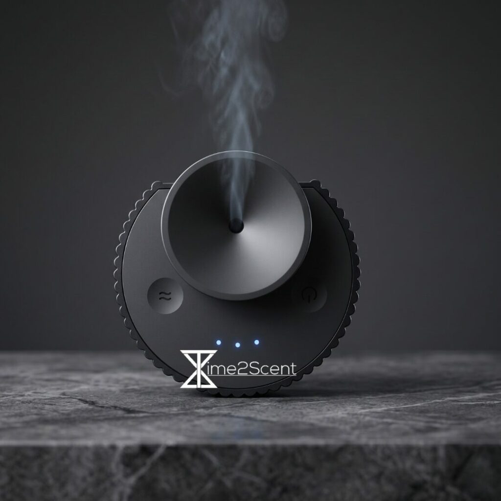 Diffuseur d’arômes intelligent Aura Drive – Huile parfumée incluse pour jusqu’à 1 an – Aluminium – 50 m³