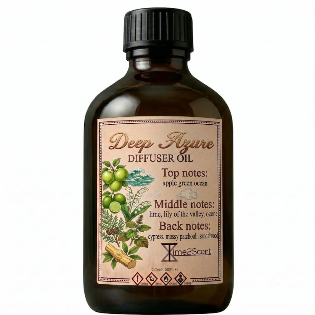 Deep Azure – Luxe Diffuser Essentiële Olie 500ml – Verfrissend Appel & Oceaan voor Zakelijk & Thuis