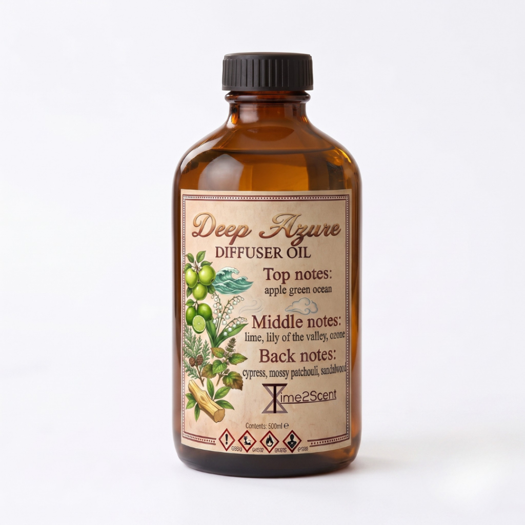 Deep Azure – Luxe Diffuser Essentiële Olie 500ml – Verfrissend Appel & Oceaan voor Zakelijk & Thuis