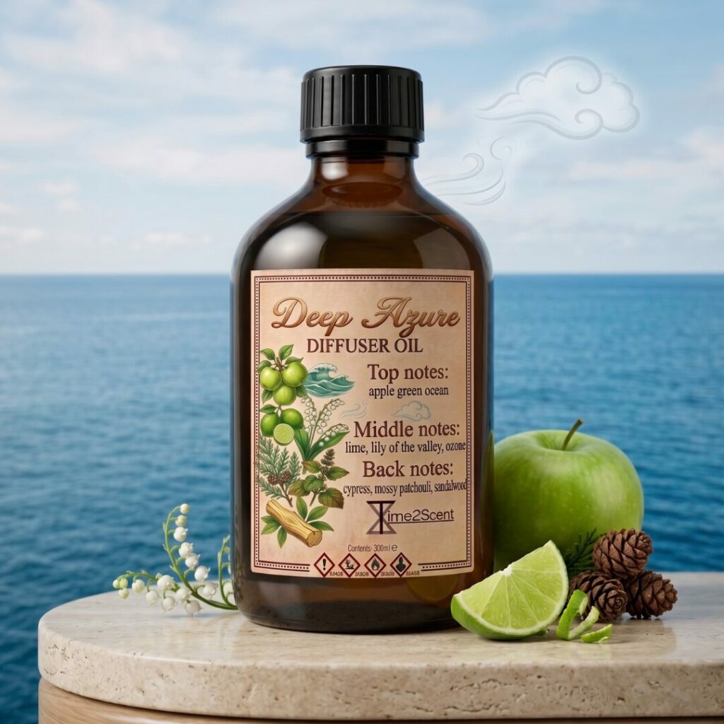Deep Azure – Huile Essentielle pour Diffuseur de Luxe 500 ml – Pomme Rafraîchissante & Océan pour Entreprises & Maison
