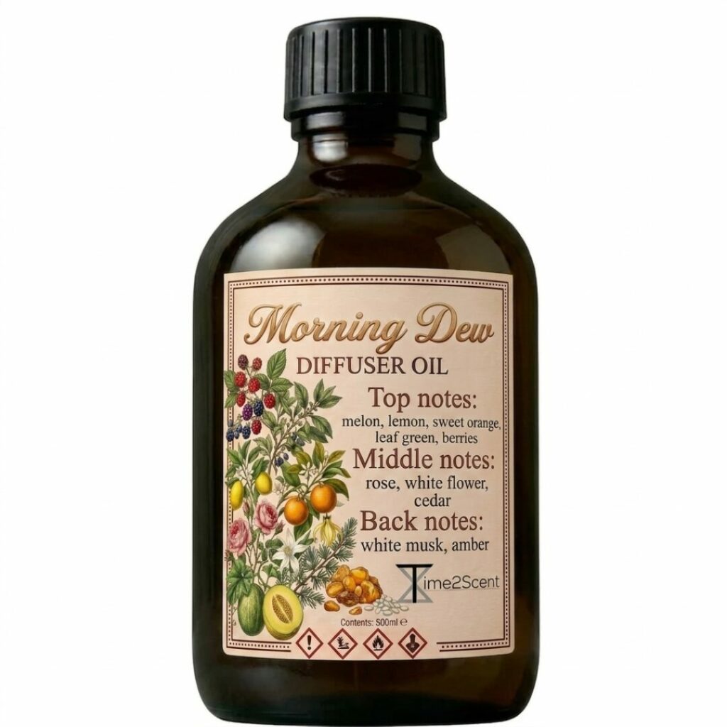 Morning Dew – Luxe Diffuser Essentiële Olie 500ml – Verfrissend Fruitig & Bloemig voor Zakelijk & Thuis