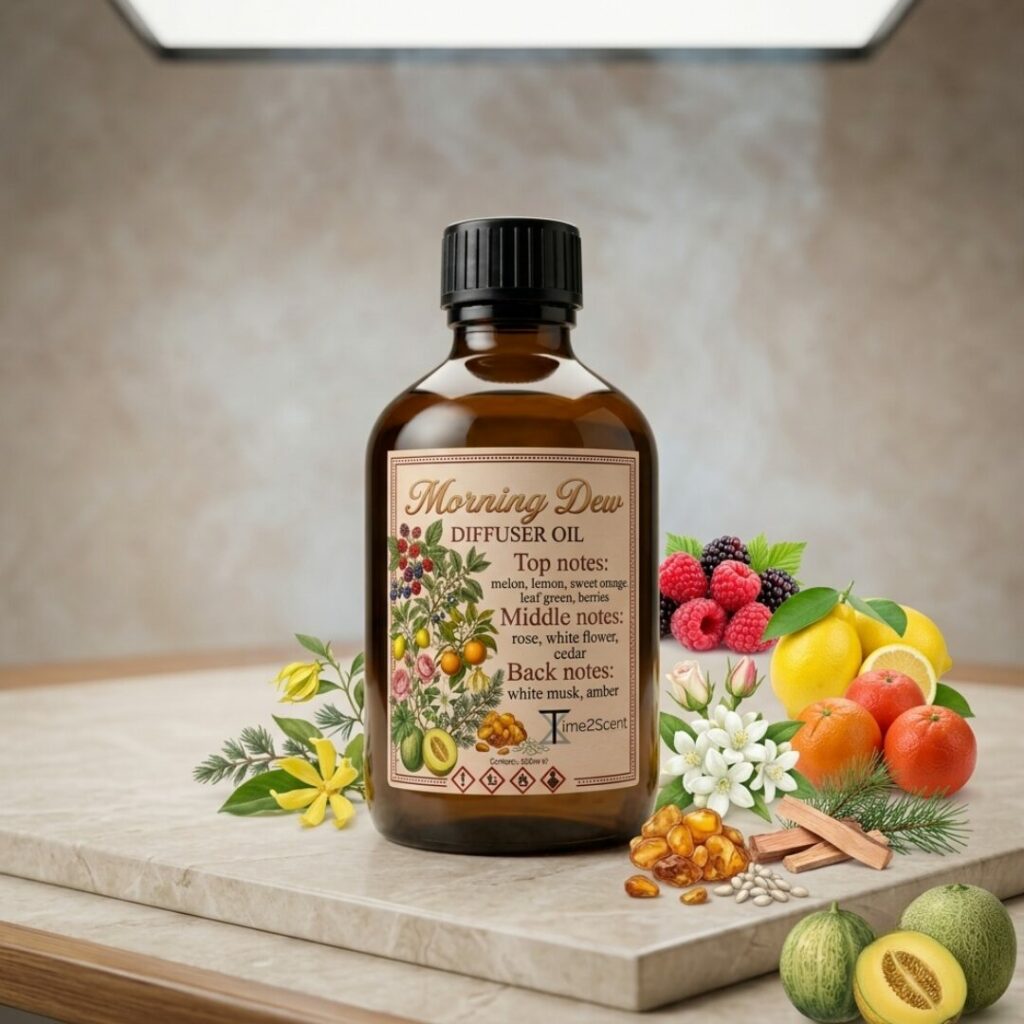 Morning Dew – Huile Essentielle de Luxe pour Diffuseur 500 ml – Rafraîchissante, Fruitée & Florale pour Professionnels & Particuliers