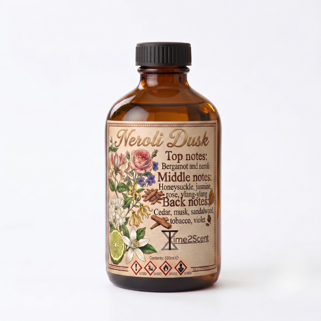 Neroli Dusk – Luxe Diffuser Essentiële Olie 500ml – Bloemig & Warm voor Zakelijk & Thuis