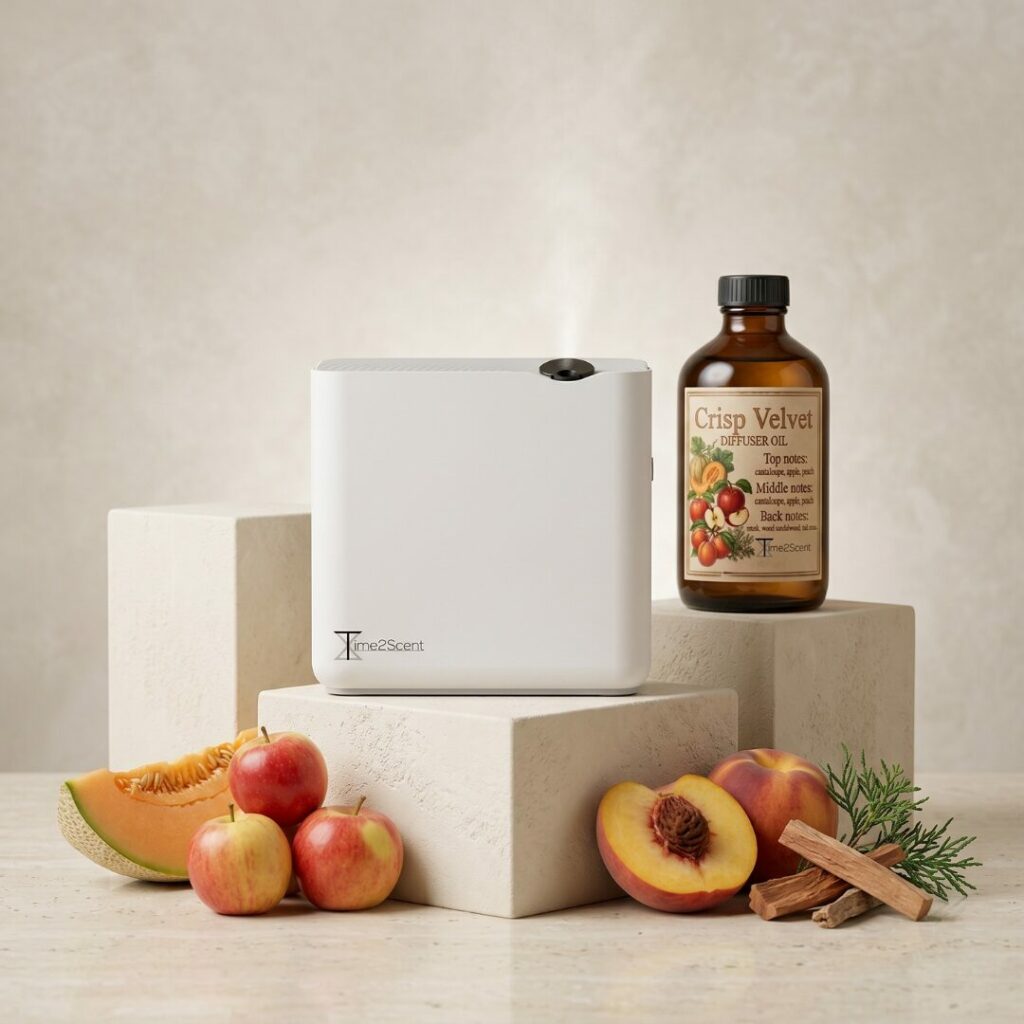 Kit de démarrage Puric : Machine à parfum professionnelle & Huile de diffusion de luxe Crisp Velvet (500 ml) pour espaces jusqu’à 1 000 m²